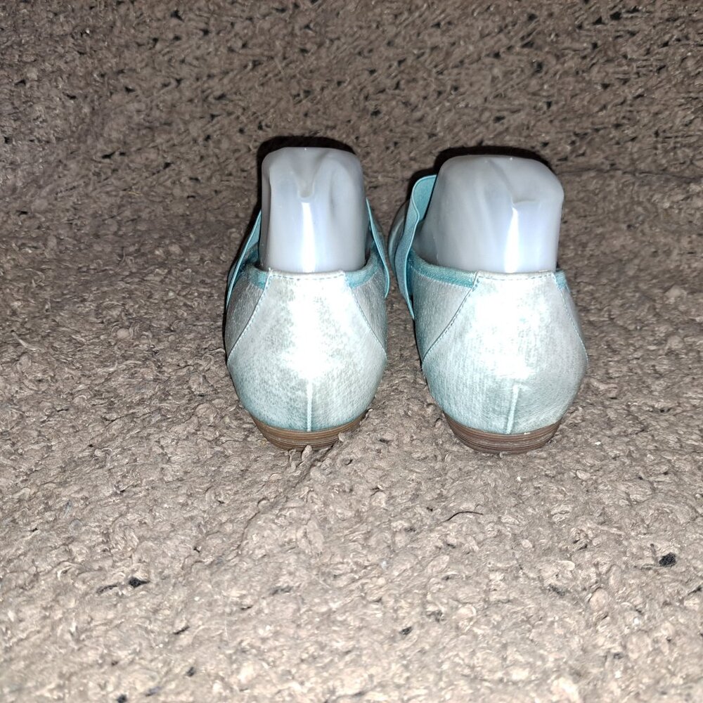 MIZ MOOZ-Pale Distressed Aqua Leather Ballet Flats-Elastic Strap-Sz 7-Excellent - Picture 6 of 8